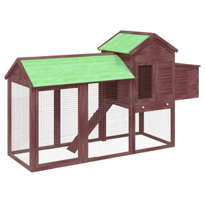 vidaXL Chicken Coop Mocha 193x65x117 cm Solid Pine Wood