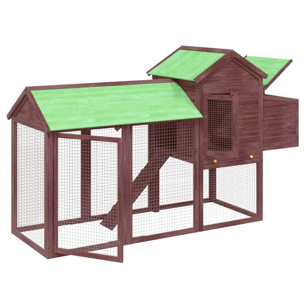 vidaXL Chicken Coop Mocha 193x65x117 cm Solid Pine Wood