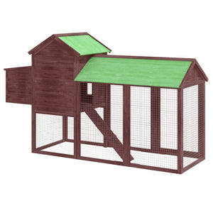 vidaXL Chicken Coop Mocha 193x65x117 cm Solid Pine Wood