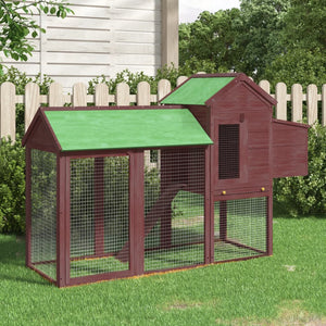 vidaXL Chicken Coop Mocha 193x65x117 cm Solid Pine Wood