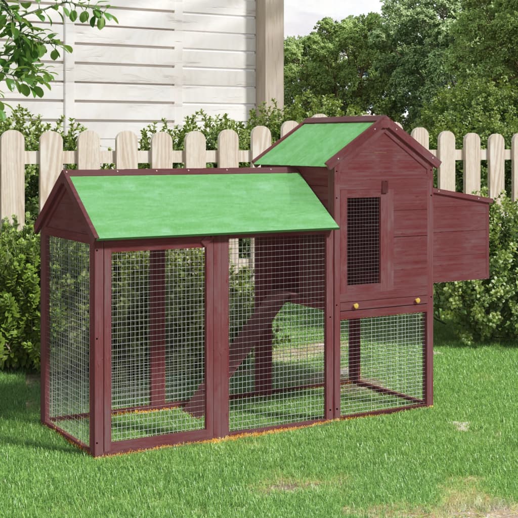 vidaXL Chicken Coop Mocha 193x65x117 cm Solid Pine Wood