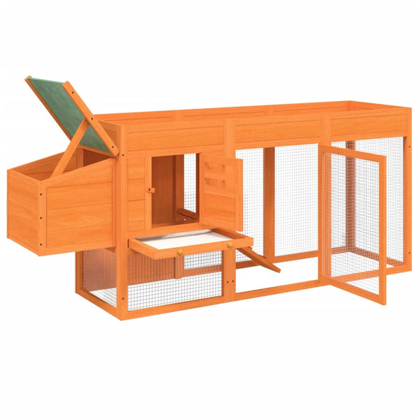 vidaXL Chicken Coop Brown 204x50x84 cm Solid Pine Wood
