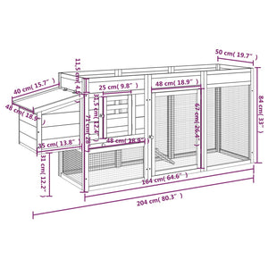 vidaXL Chicken Coop Brown 204x50x84 cm Solid Pine Wood