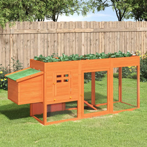 vidaXL Chicken Coop Brown 204x50x84 cm Solid Pine Wood