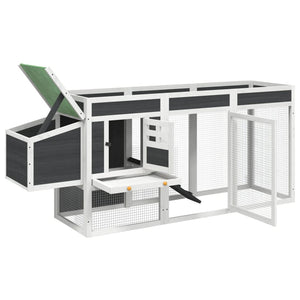 vidaXL Chicken Coop Grey 204x50x84 cm Solid Pine Wood
