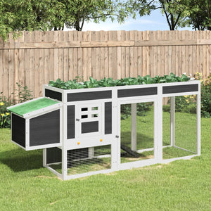 vidaXL Chicken Coop Grey 204x50x84 cm Solid Pine Wood