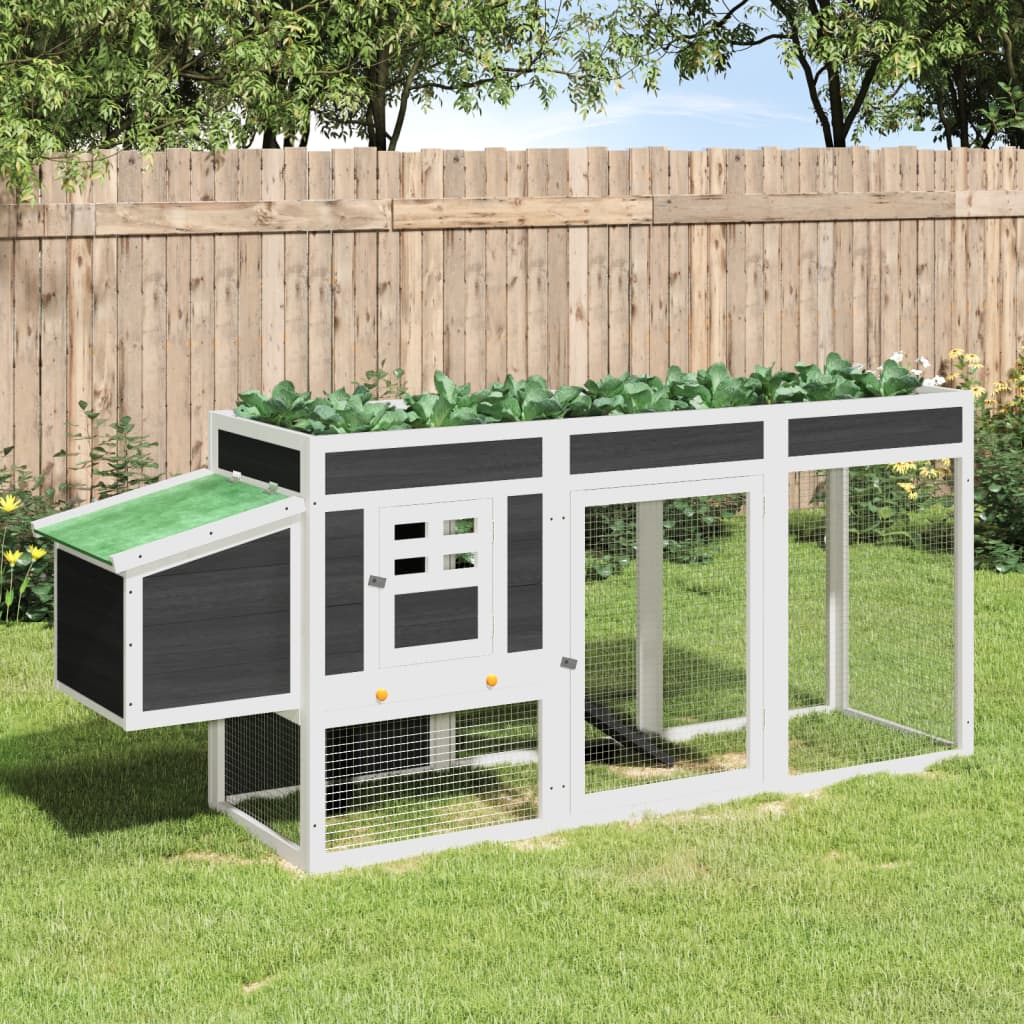 vidaXL Chicken Coop Grey 204x50x84 cm Solid Pine Wood