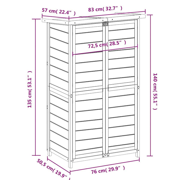 vidaXL Tool Shed Brown 83x57x140 cm Solid Pine Wood