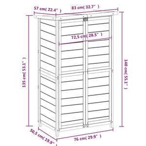 vidaXL Garden Storage Shed Gray 83x57x140 cm Solid Pine Wood