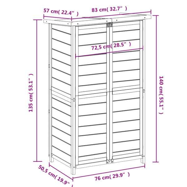 vidaXL Tool Shed Mocca 83x57x140 cm Solid Pine Wood