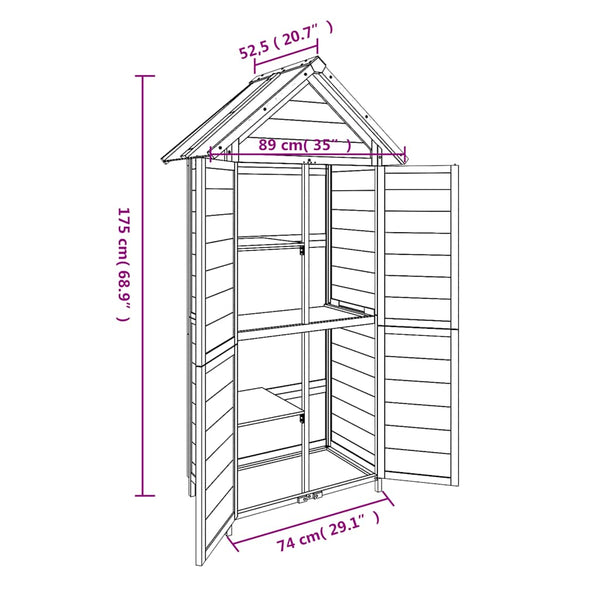 vidaXL Garden Storage Shed Brown 89x52.5x175 cm Solid Pine Wood