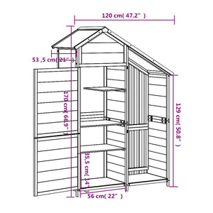 vidaXL Garden Storage Shed Gray 120x53.5x170 cm Solid Pinewood