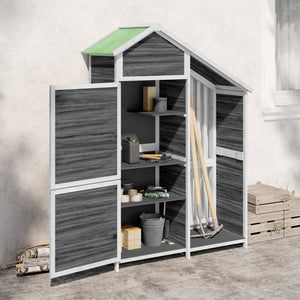 vidaXL Garden Storage Shed Gray 120x53.5x170 cm Solid Pinewood