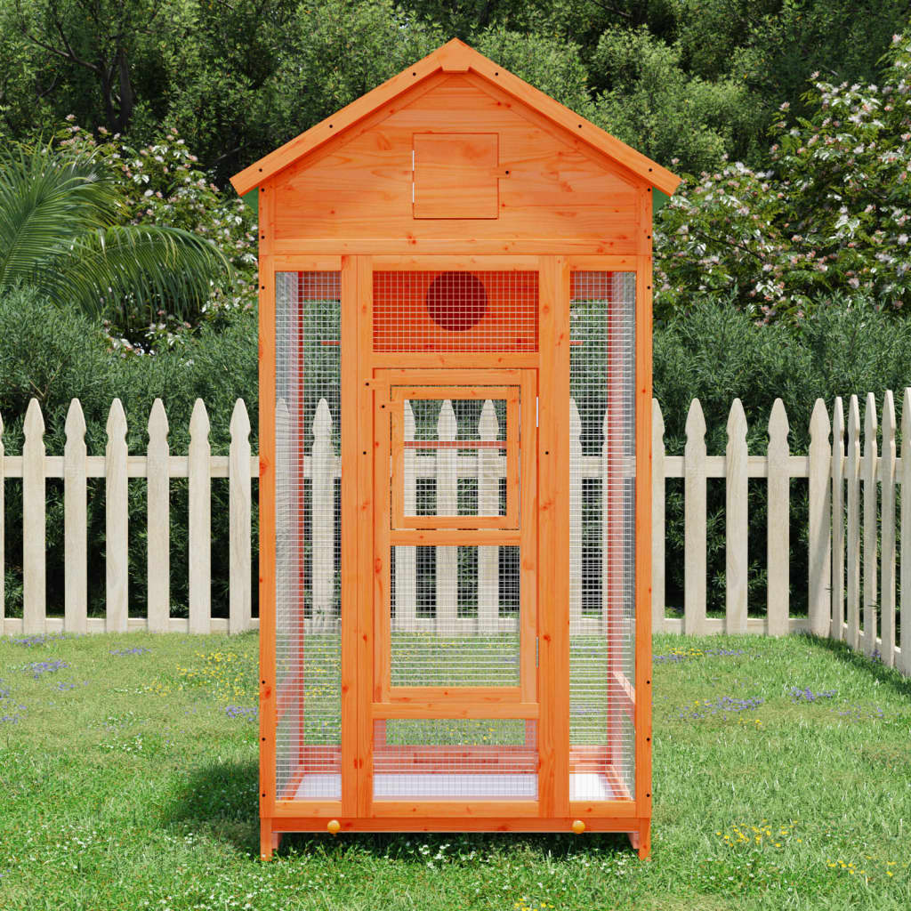 vidaXL Aviary Brown 91.5x53x170 cm Solid Pine Wood