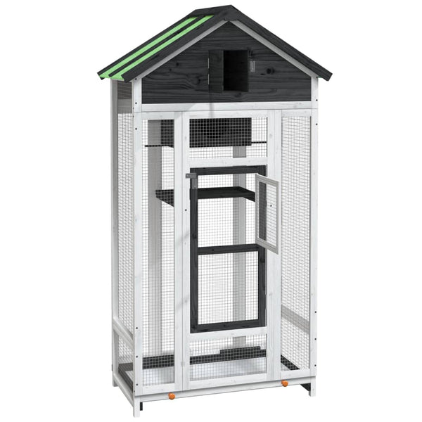 vidaXL Aviary Grey 91.5x53x170 cm Solid Pine Wood