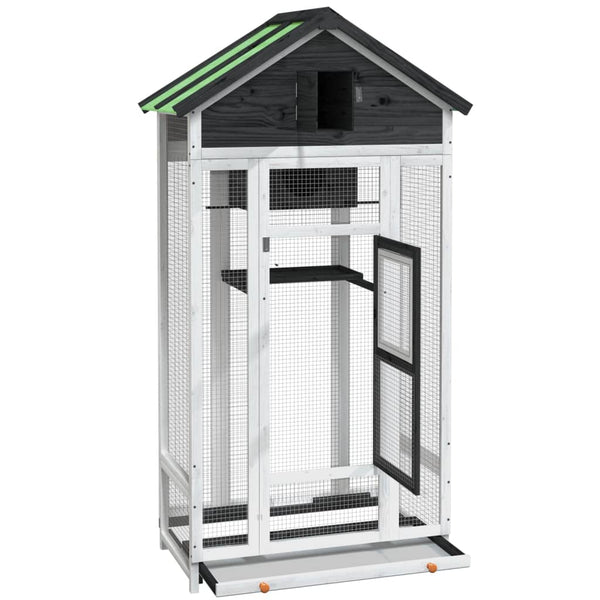 vidaXL Aviary Grey 91.5x53x170 cm Solid Pine Wood