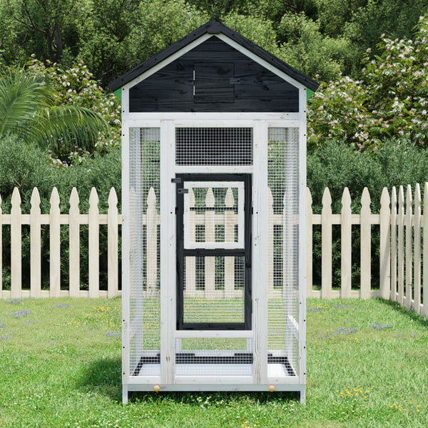 vidaXL Aviary Grey 91.5x53x170 cm Solid Pine Wood