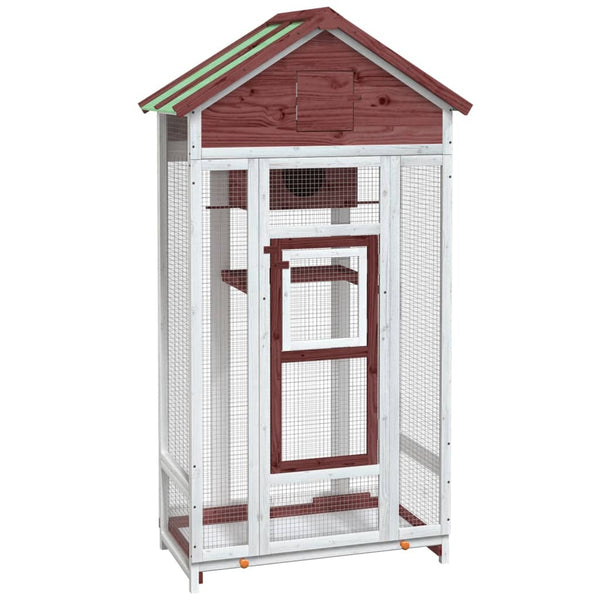 vidaXL Aviary Mocha 91.5x53x170 cm Solid Pine Wood