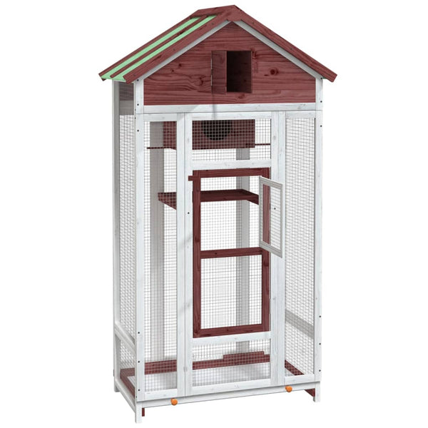 vidaXL Aviary Mocha 91.5x53x170 cm Solid Pine Wood