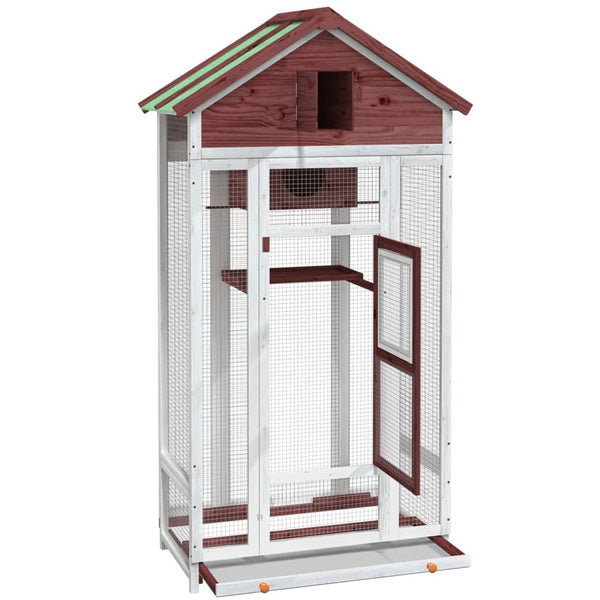 vidaXL Aviary Mocha 91.5x53x170 cm Solid Pine Wood