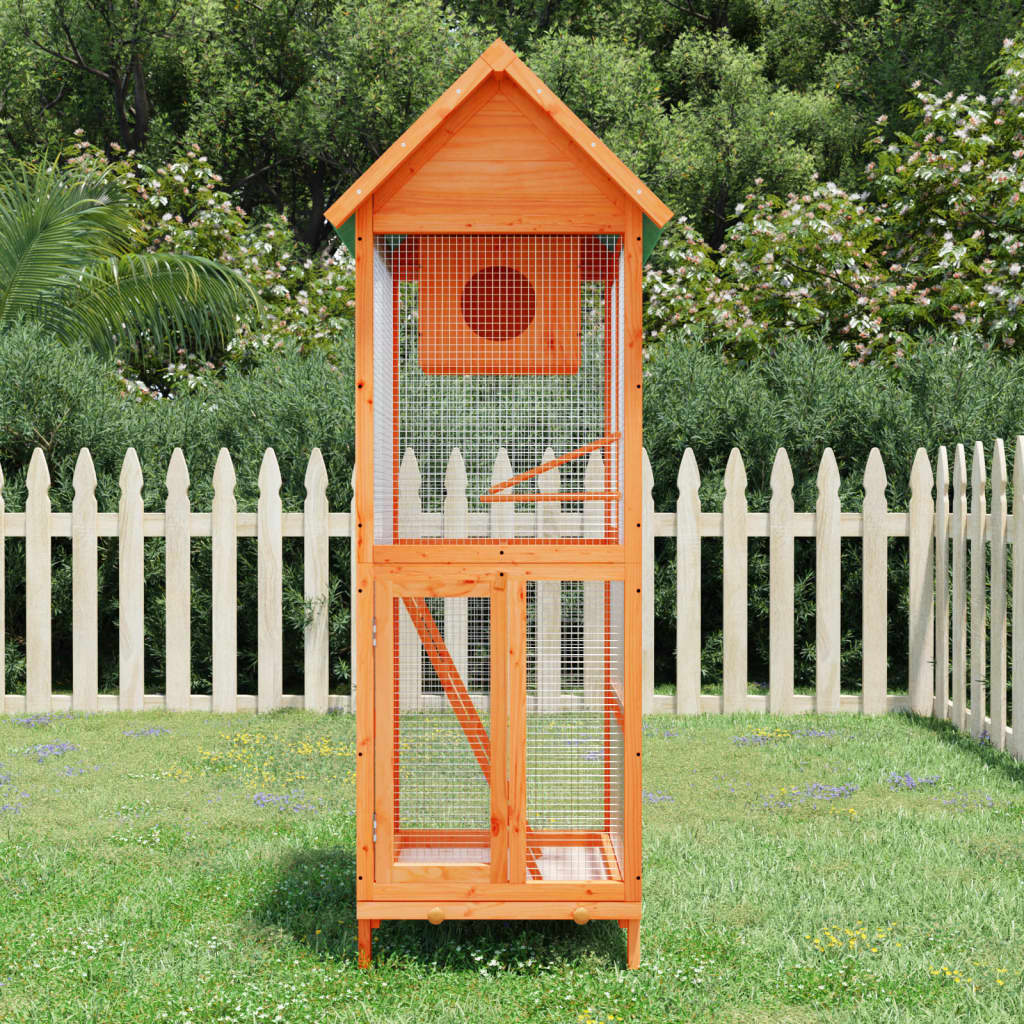 vidaXL Aviary Brown 60x58.5x160 cm Solid Pine Wood