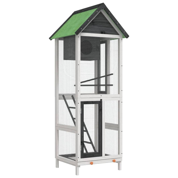 vidaXL Aviary Grey 60x58.5x160 cm Solid Pine Wood