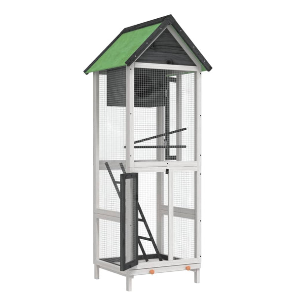 vidaXL Aviary Grey 60x58.5x160 cm Solid Pine Wood