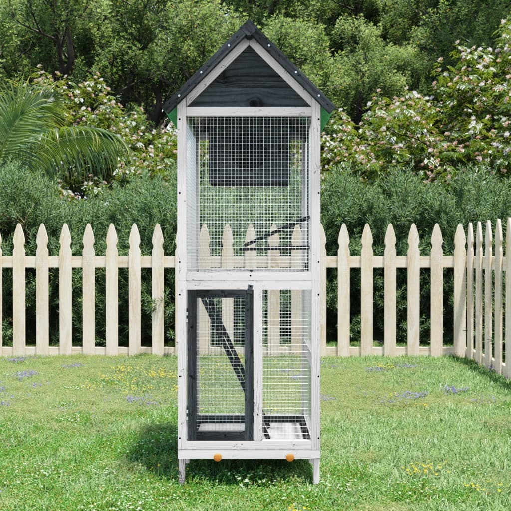 vidaXL Aviary Grey 60x58.5x160 cm Solid Pine Wood