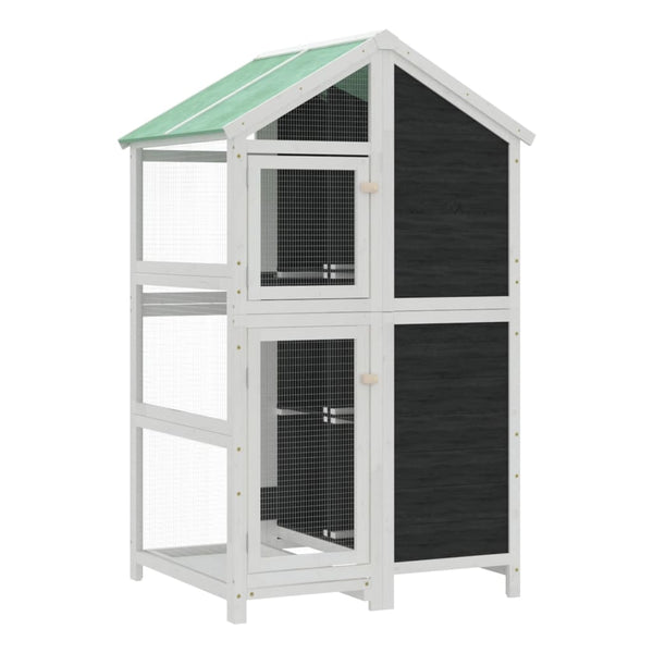 vidaXL Aviary Gray 97x81x152 cm Solid Pine Wood