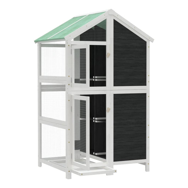 vidaXL Aviary Gray 97x81x152 cm Solid Pine Wood