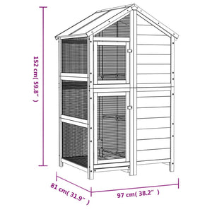 vidaXL Aviary Mocha 97x81x152 cm Solid Pine Wood
