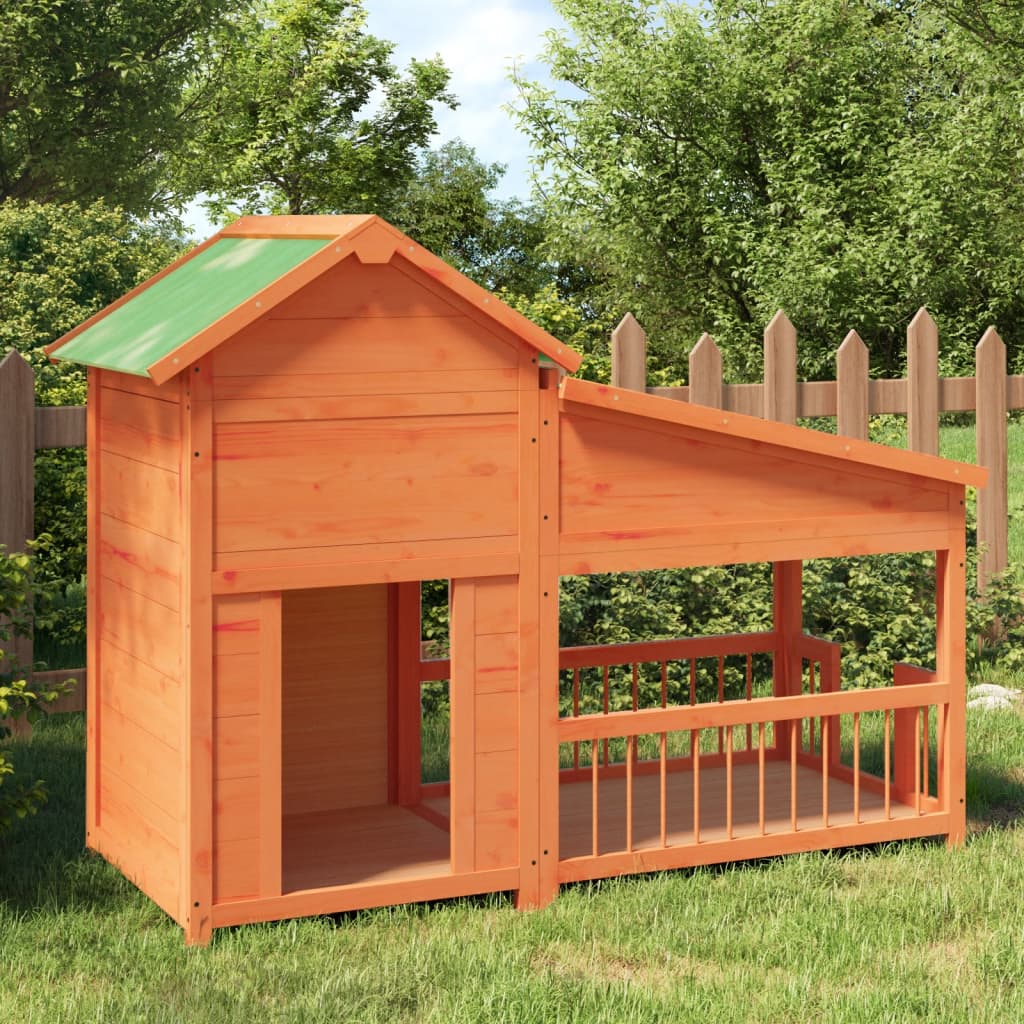 vidaXL Dog Kennel Brown 143x60.5x109 cm Solid Pine Wood