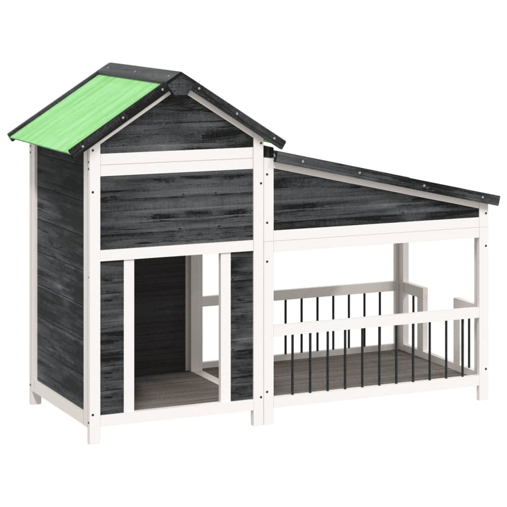 vidaXL Dog Kennel Grey 143x60.5x109 cm Solid Pine Wood