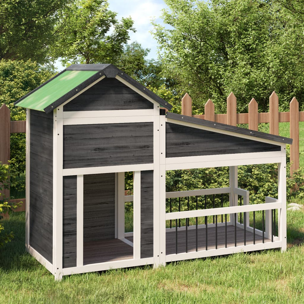 vidaXL Dog Kennel Grey 143x60.5x109 cm Solid Pine Wood