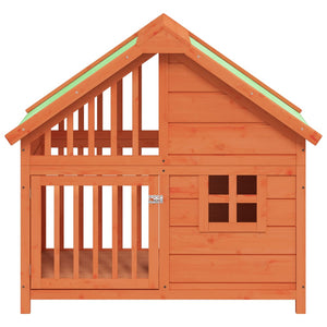 vidaXL Dog Kennel Brown 96x60.5x87 cm Solid Pinewood