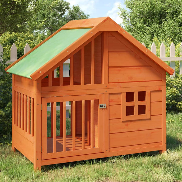 vidaXL Dog Kennel Brown 96x60.5x87 cm Solid Pinewood