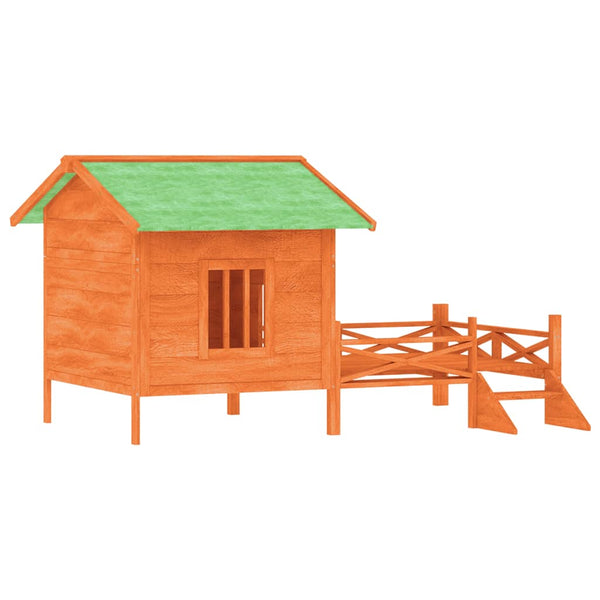 vidaXL Dog Kennel Brown 159x120x88.5 cm Solid Pinewood