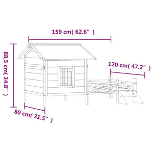 vidaXL Dog Kennel Brown 159x120x88.5 cm Solid Pinewood