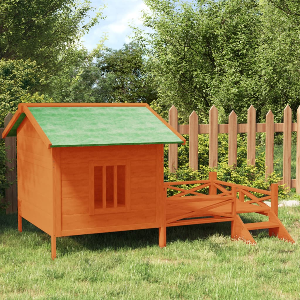 vidaXL Dog Kennel Brown 159x120x88.5 cm Solid Pinewood