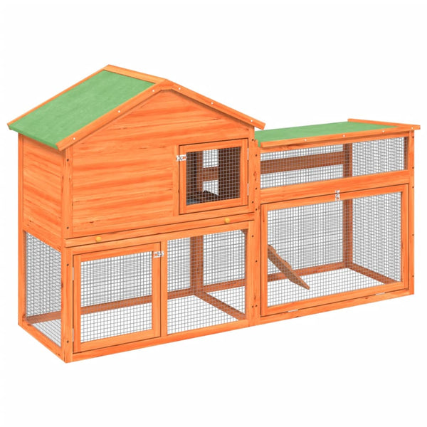 vidaXL Rabbit Hutch Brown 185.5x60.5x109.5 cm Solid Pine Wood