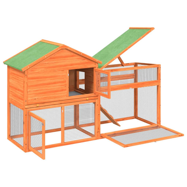 vidaXL Rabbit Hutch Brown 185.5x60.5x109.5 cm Solid Pine Wood