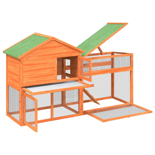 vidaXL Rabbit Hutch Brown 185.5x60.5x109.5 cm Solid Pine Wood