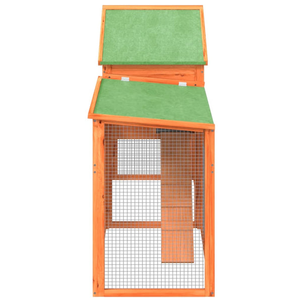 vidaXL Rabbit Hutch Brown 185.5x60.5x109.5 cm Solid Pine Wood
