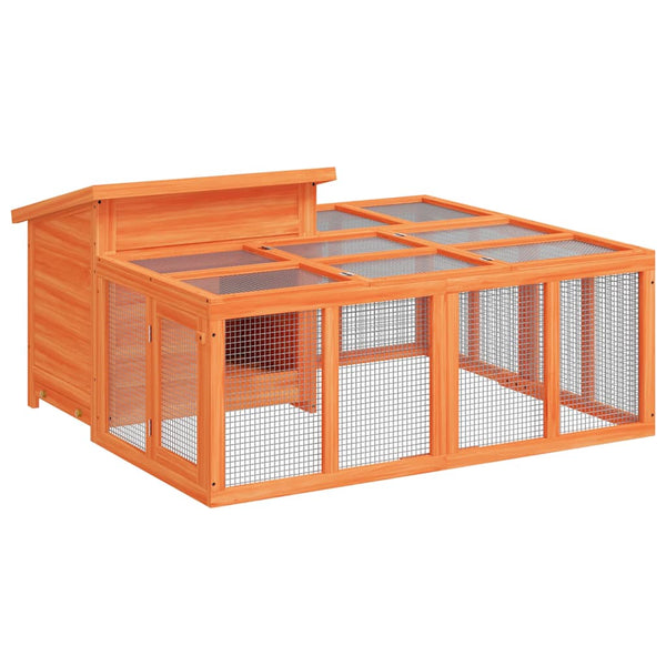 vidaXL Rabbit Hutch Brown 144x123x67.5 cm Solid Pine Wood