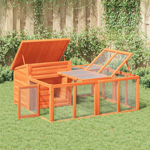 vidaXL Rabbit Hutch Brown 144x123x67.5 cm Solid Pine Wood