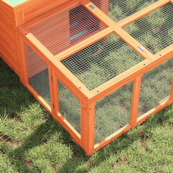 vidaXL Rabbit Hutch Brown 144x123x67.5 cm Solid Pine Wood