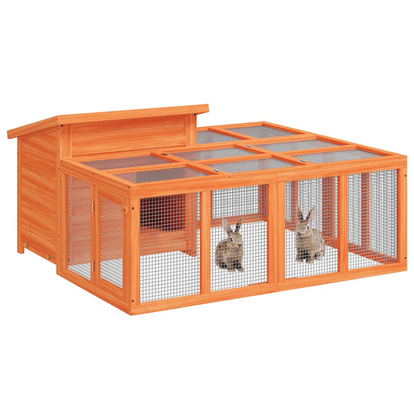 vidaXL Rabbit Hutch Brown 144x123x67.5 cm Solid Pine Wood