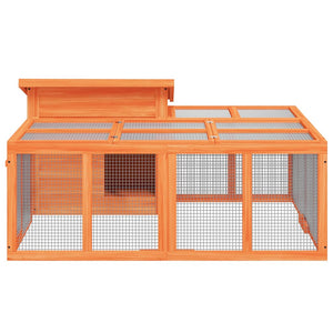 vidaXL Rabbit Hutch Brown 144x123x67.5 cm Solid Pine Wood
