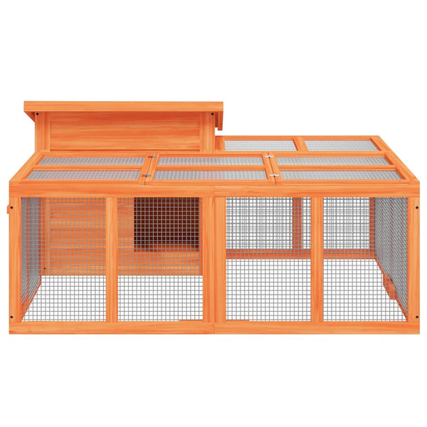 vidaXL Rabbit Hutch Brown 144x123x67.5 cm Solid Pine Wood