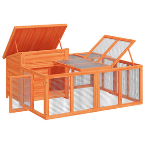 vidaXL Rabbit Hutch Brown 144x123x67.5 cm Solid Pine Wood